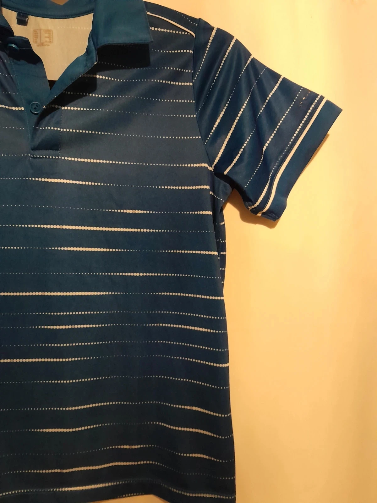Polo infantil, azul e branco, 8 anos, Marca Oxylane – photo 3